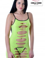 Sexy šaty s průstřihy Neon Lime - Zelená